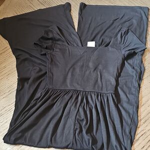Black Ribbed Wide Leg Jumpsuit Size S NWT